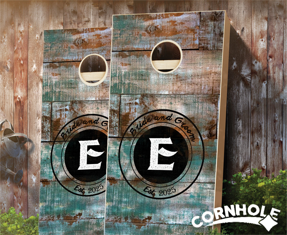 "Beach House Rustic Wood" Cornhole Boards