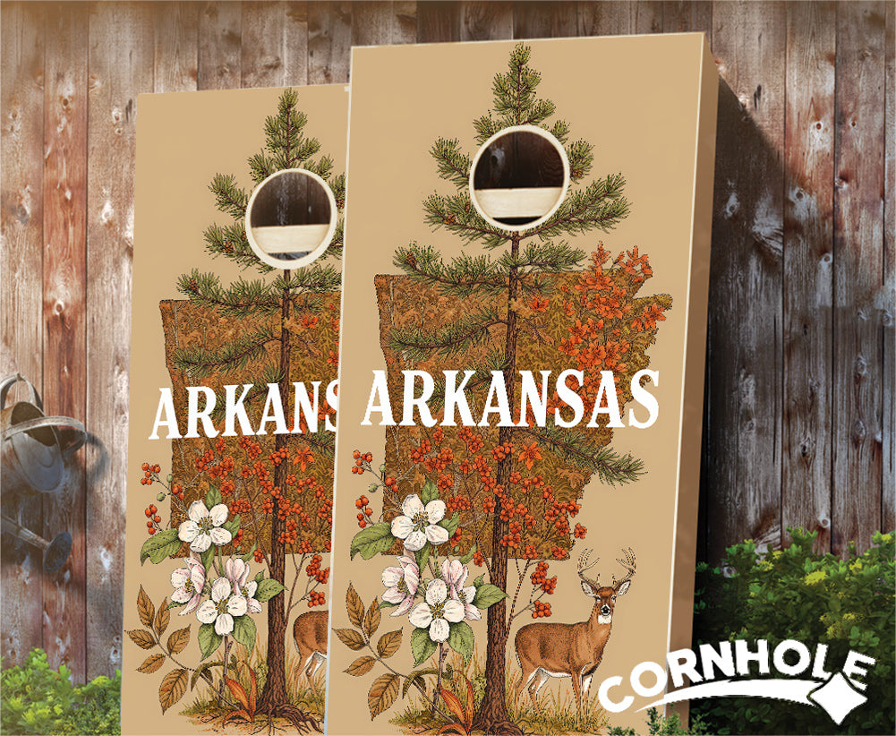 "Arkansas - State Illustration Motif " Cornhole Boards