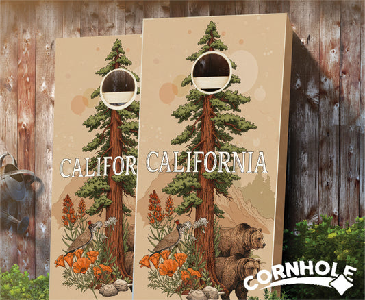"California - State Illustration Motif " Cornhole Boards