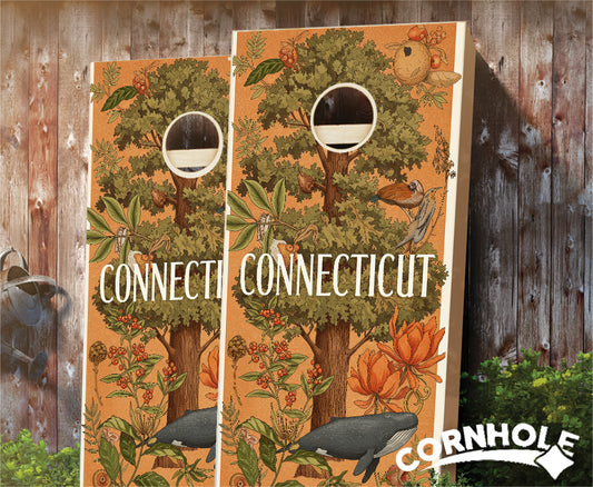 "Connecticut - State Illustration Motif " Cornhole Boards