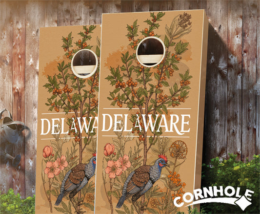 "Delaware - State Illustration Motif " Cornhole Boards
