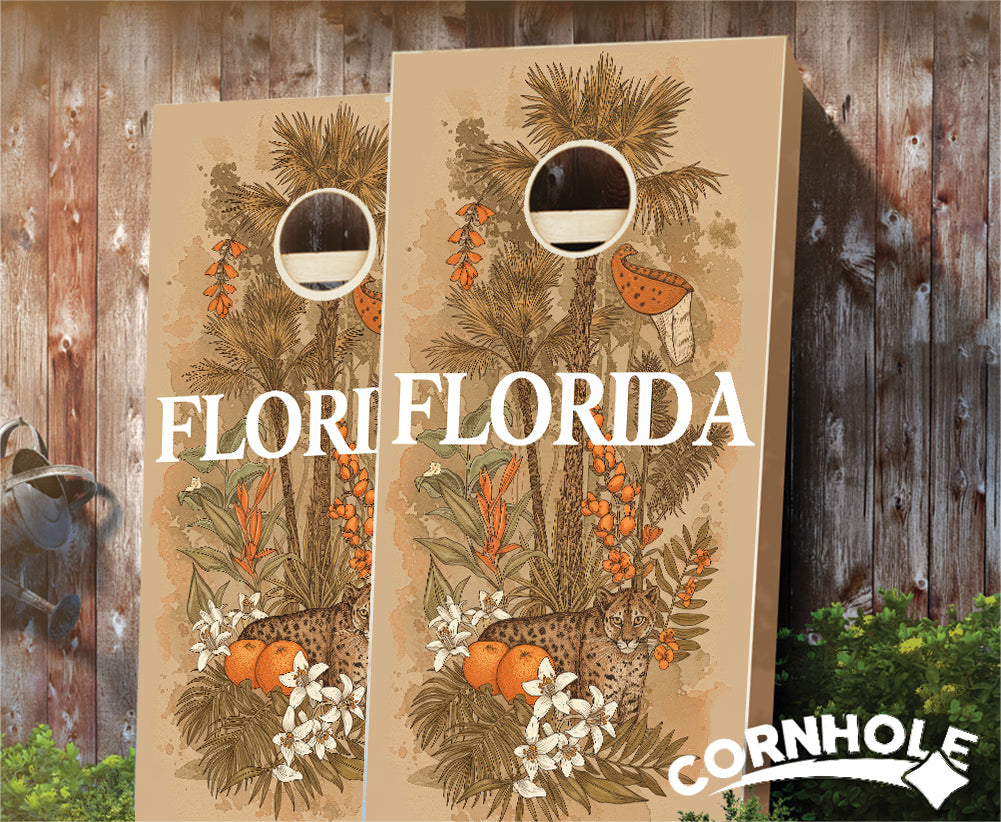 "Florida - State Illustration Motif " Cornhole Boards