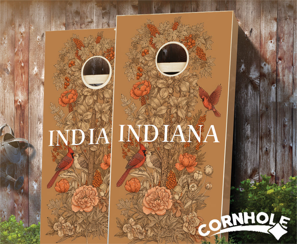 "Indiana- State Illustration Motif " Cornhole Boards