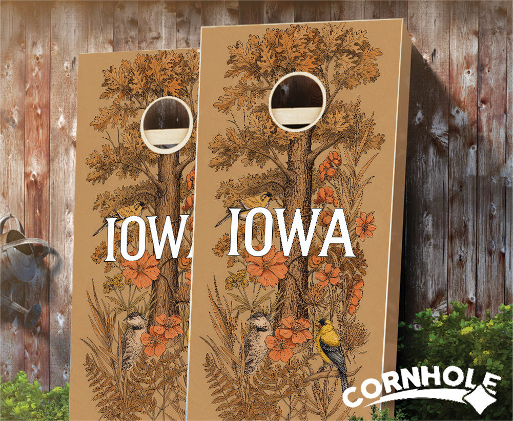"Iowa- State Illustration Motif " Cornhole Boards