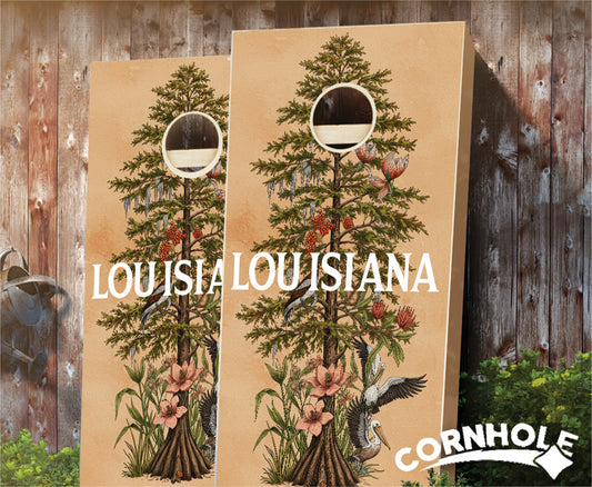 "Louisiana - State Illustration Motif " Cornhole Boards