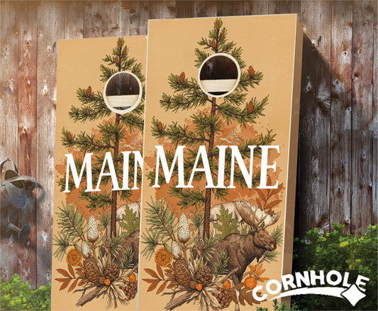 "Maine - State Illustration Motif " Cornhole Boards