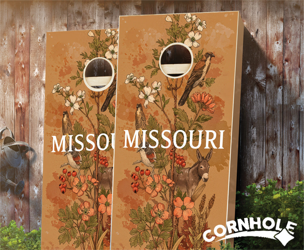 "Missouri - State Illustration Motif " Cornhole Boards