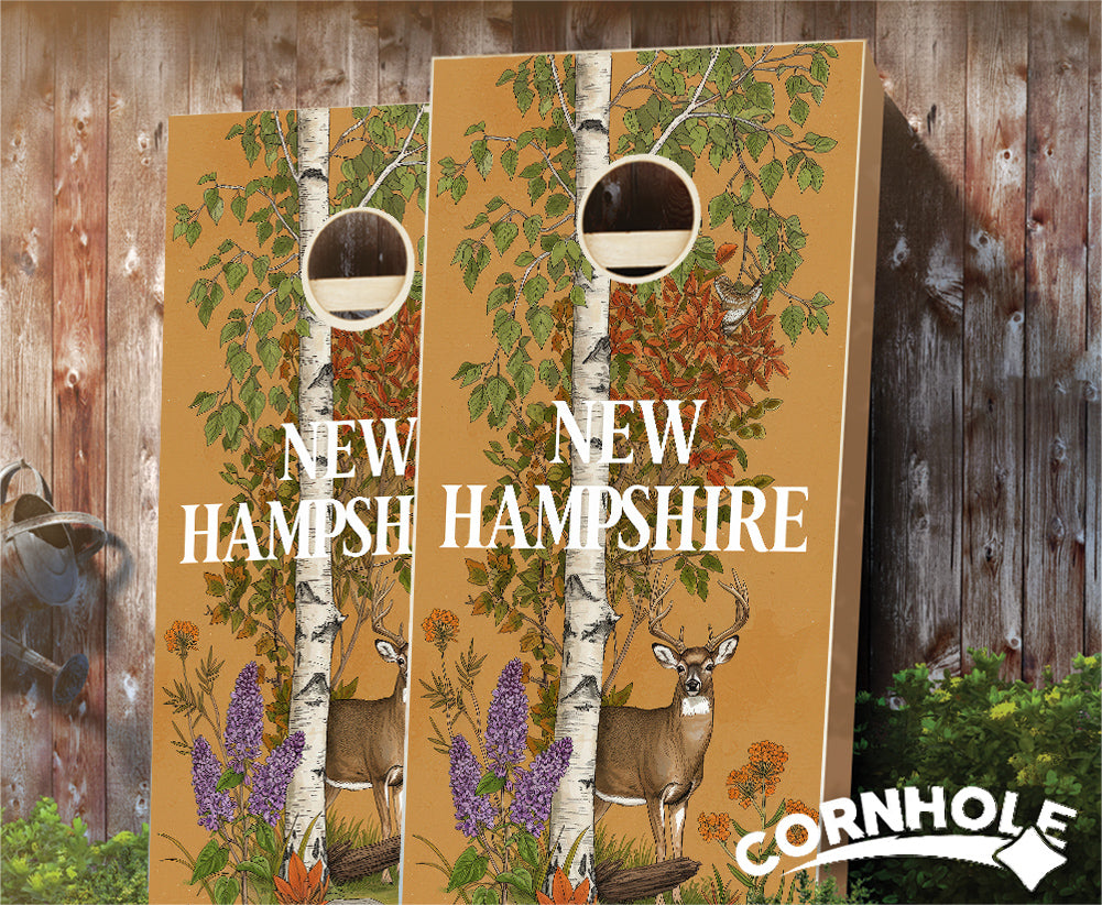 "New Hampshire - State Illustration Motif " Cornhole Boards