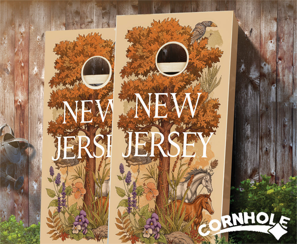 "New Jersey - State Illustration Motif " Cornhole Boards