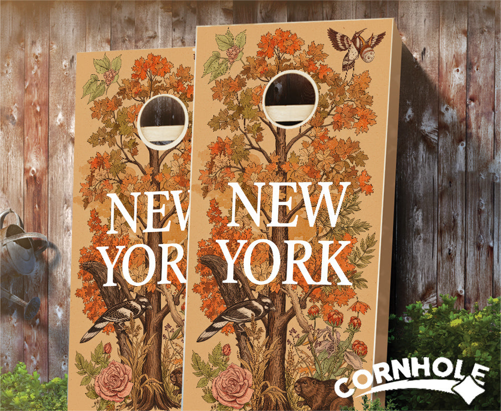 "New York - State Illustration Motif " Cornhole Boards