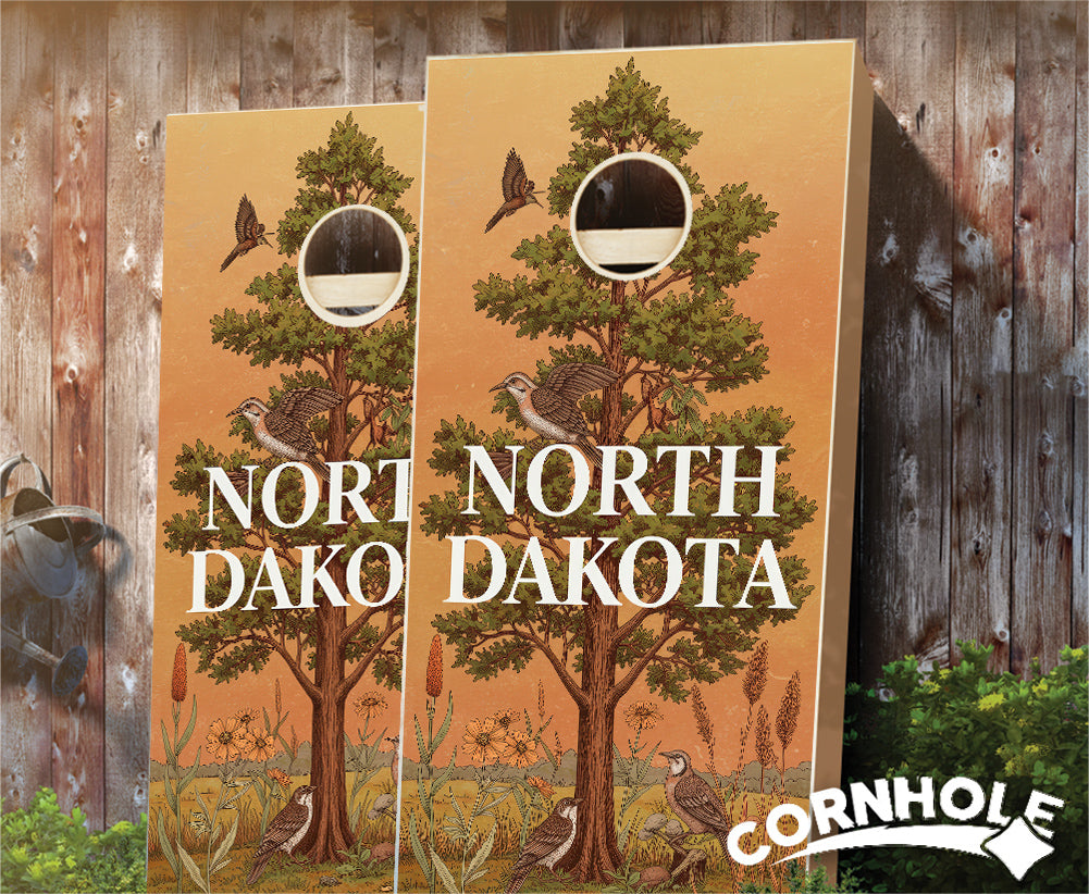 "North Dakota- State Illustration Motif " Cornhole Boards