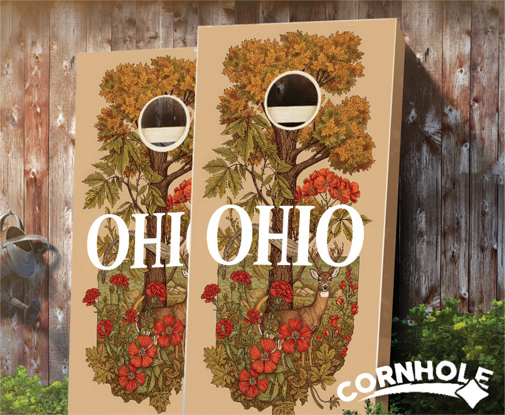 "Ohio - State Illustration Motif " Cornhole Boards