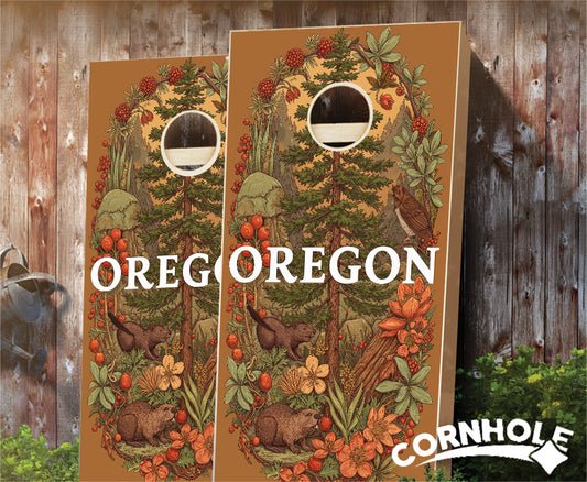 "Oregon - State Illustration Motif " Cornhole Boards