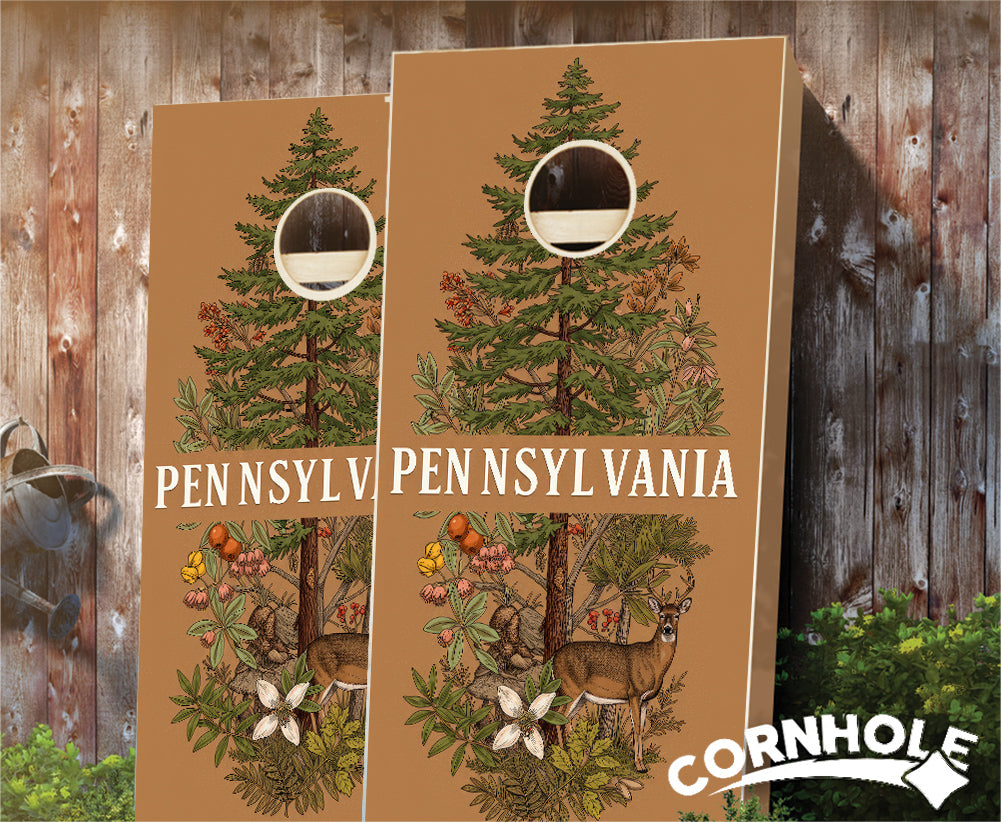 "Pennsylvania - State Illustration Motif " Cornhole Boards