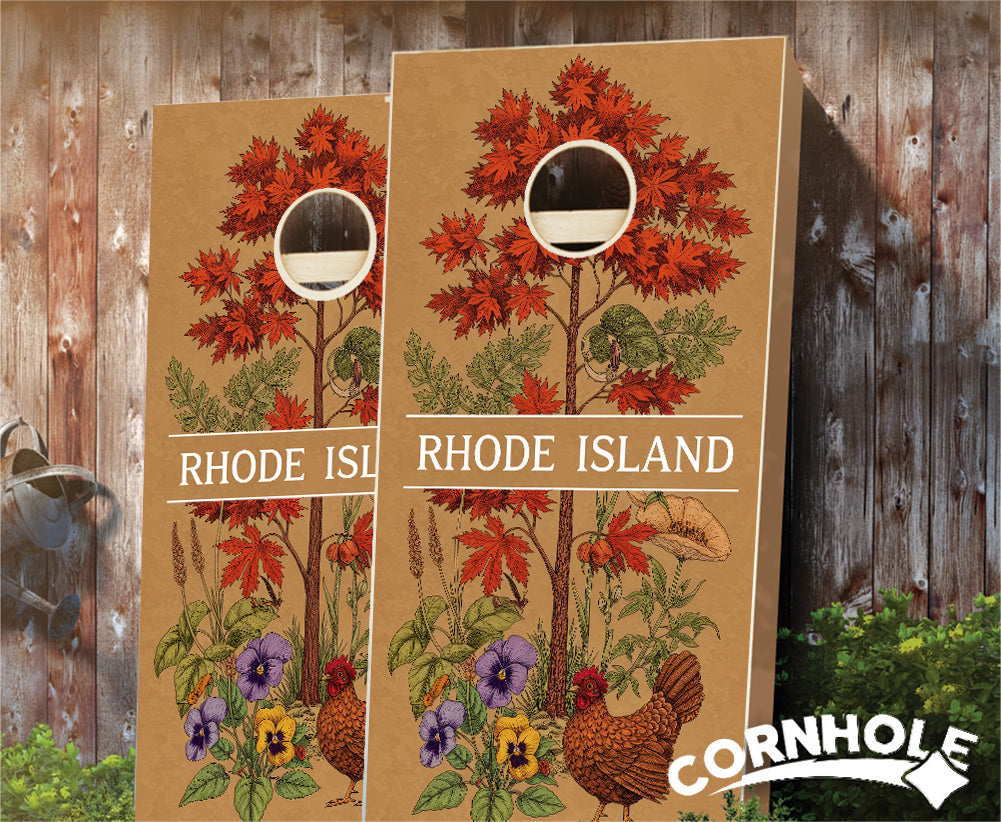 "Rhode Island - State Illustration Motif " Cornhole Boards