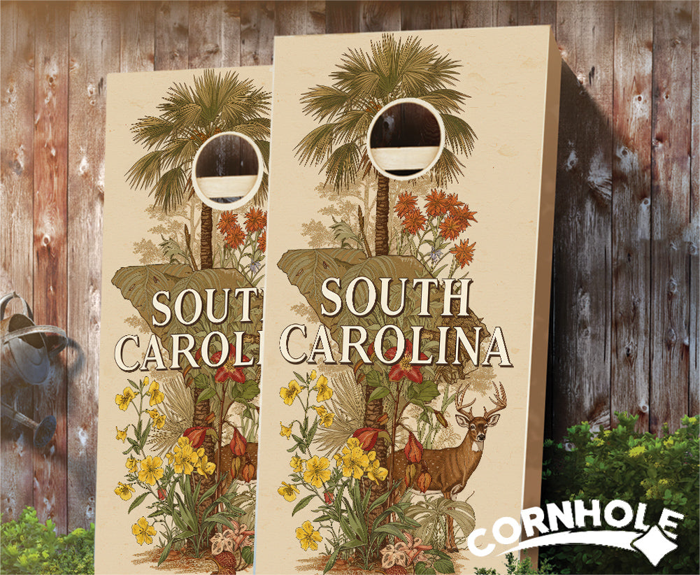"South Carolina - State Illustration Motif " Cornhole Boards