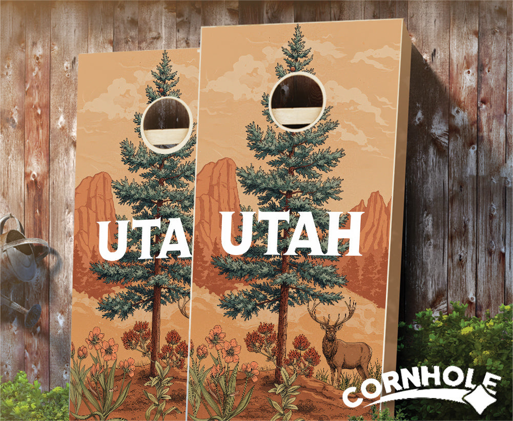 "Utah- State Illustration Motif " Cornhole Boards