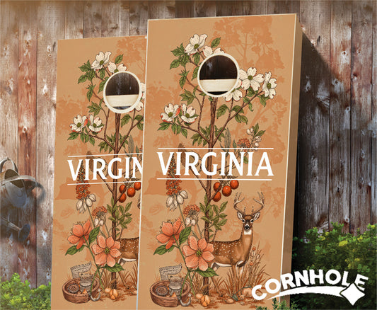 "Virginia - State Illustration Motif " Cornhole Boards