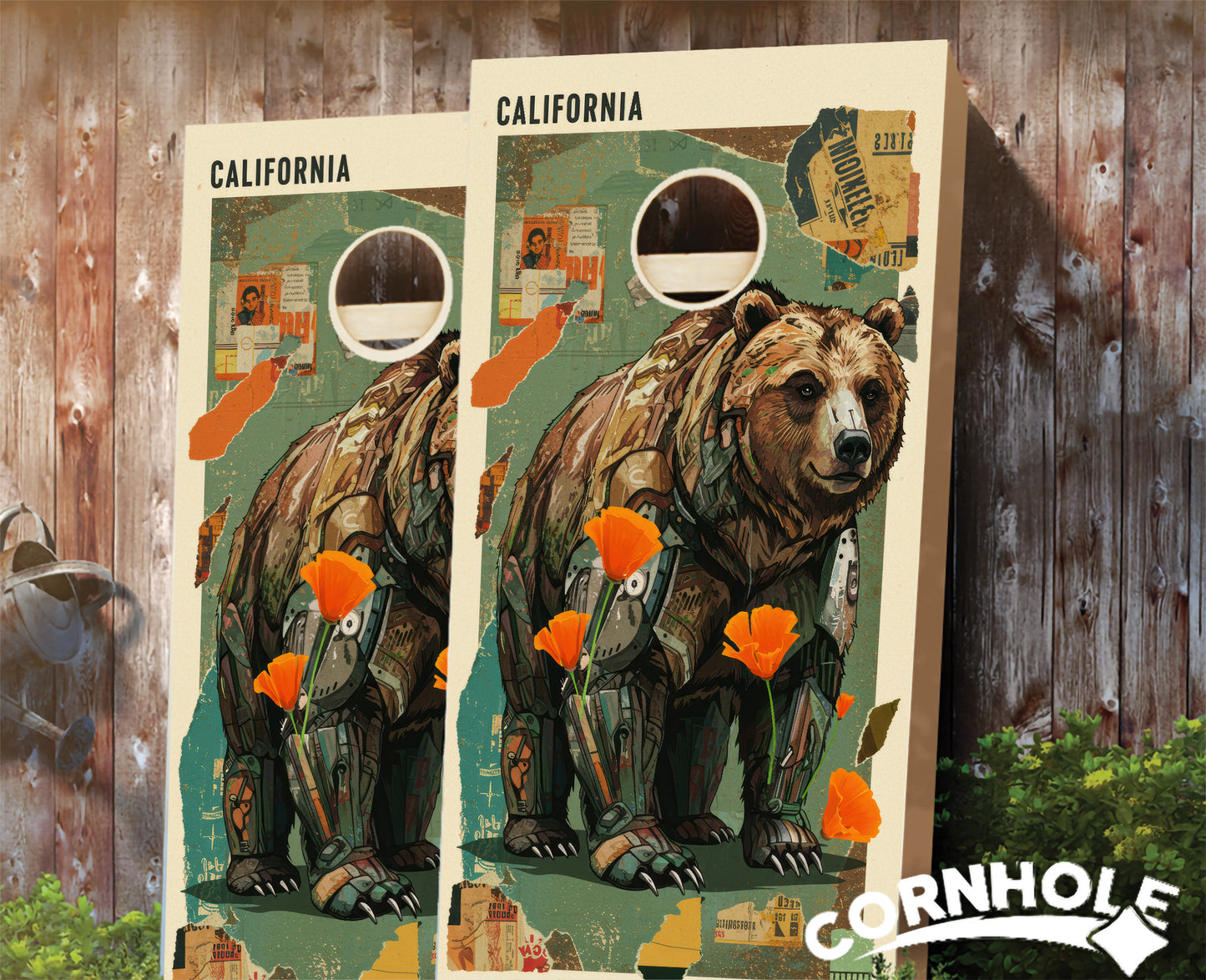 "California - State Mixed Media " Cornhole Boards
