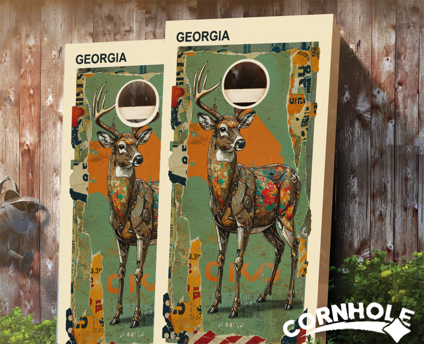 "Georgia - State Mixed Media " Cornhole Boards