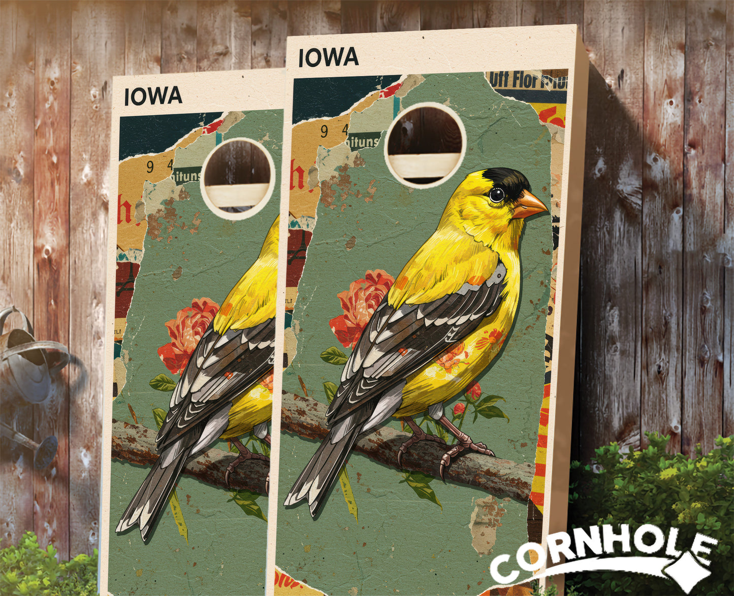 "Iowa - State Mixed Media " Cornhole Boards