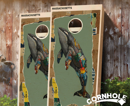 "Massachusetts - State Mixed Media " Cornhole Boards