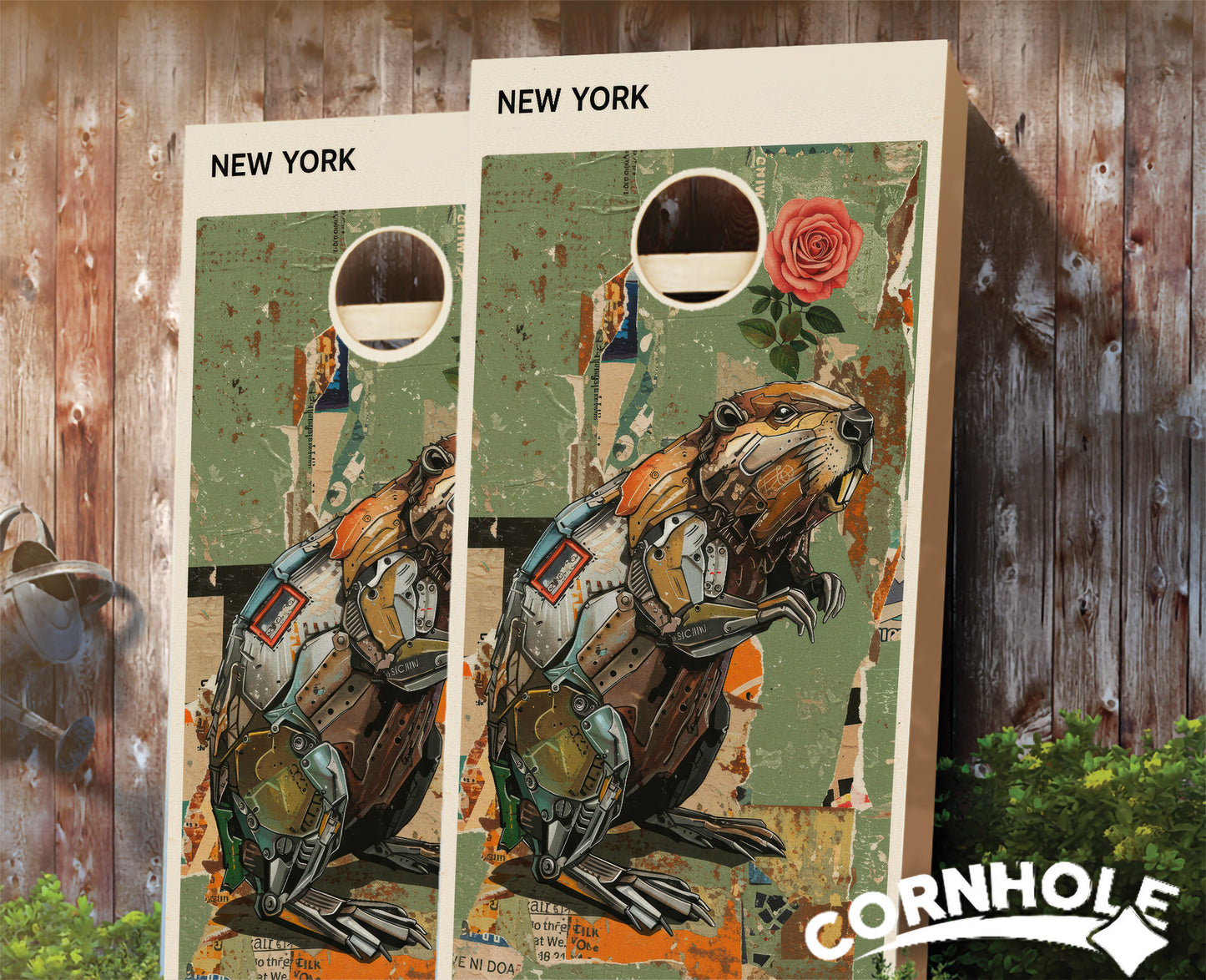 "New York - State Mixed Media " Cornhole Boards