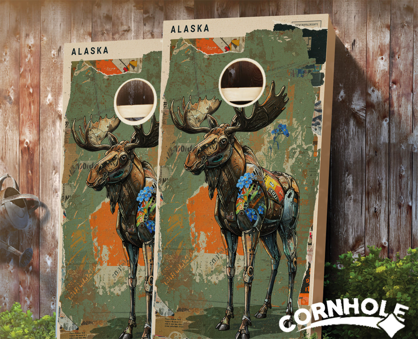 "Alaska - State Mixed Media " Cornhole Boards