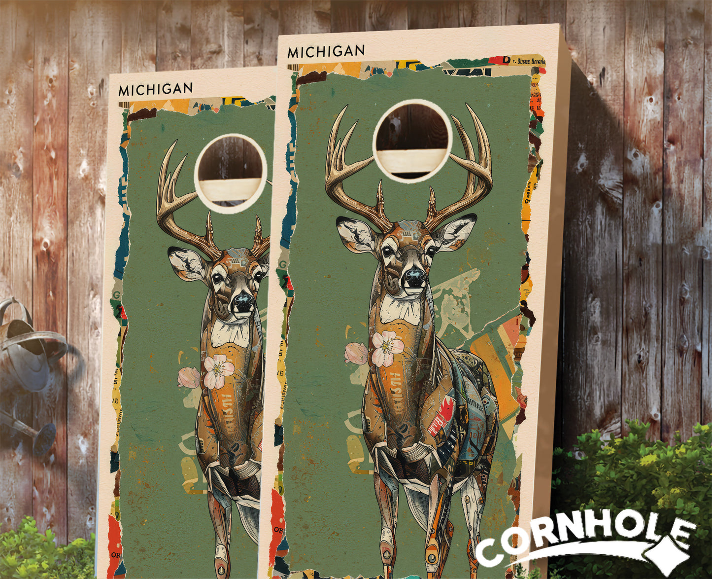 "Michigan - State Mixed Media " Cornhole Boards