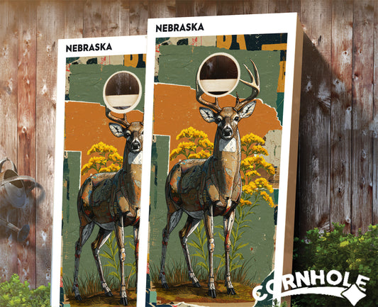 "Nebraska - State Mixed Media " Cornhole Boards