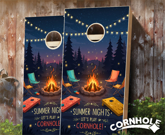 "Summer Nights - Let's Play Cornhole" Cornhole Boards