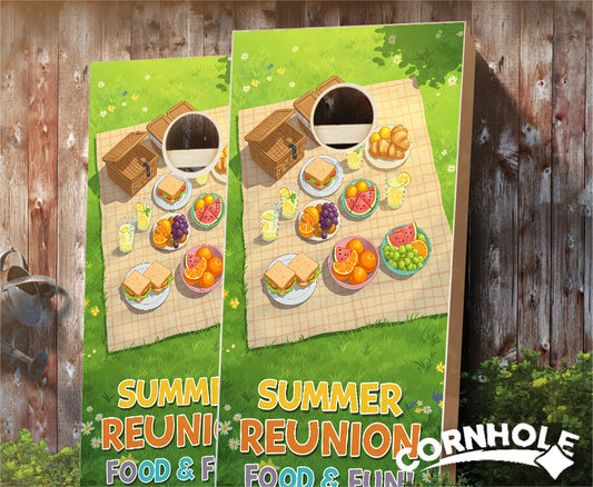 "Summer Reunion - Food & Fun Picnic" Cornhole Boards