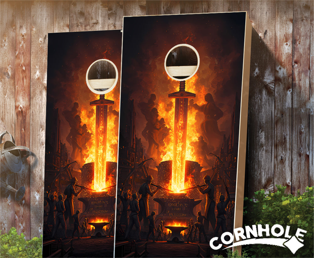 "Sword Fire Forge" Cornhole Boards