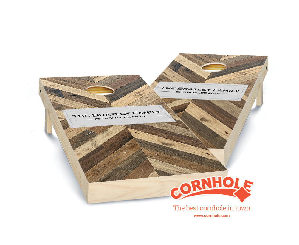 "Slate Plaque on Slanted Wood" Cornhole Boards