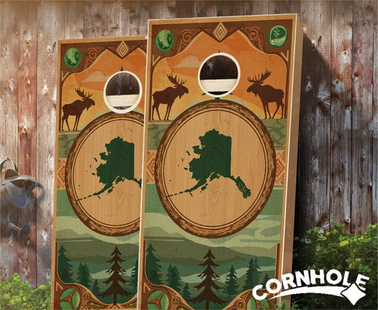 "Alaska - State Wood Homage " Cornhole Boards