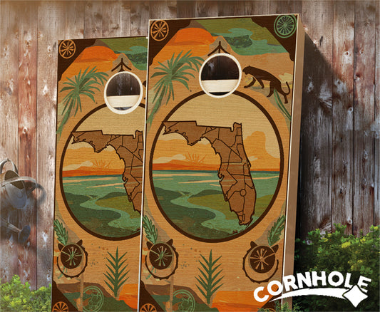 "Florida - State Wood Homage " Cornhole Boards