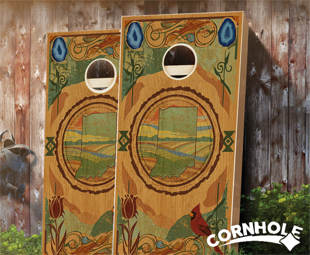 "Indiana - State Wood Homage " Cornhole Boards