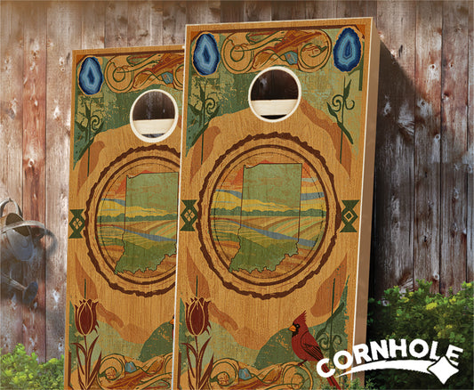 "Indiana - State Wood Homage " Cornhole Boards