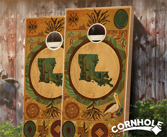 "Louisiana - State Wood Homage " Cornhole Boards