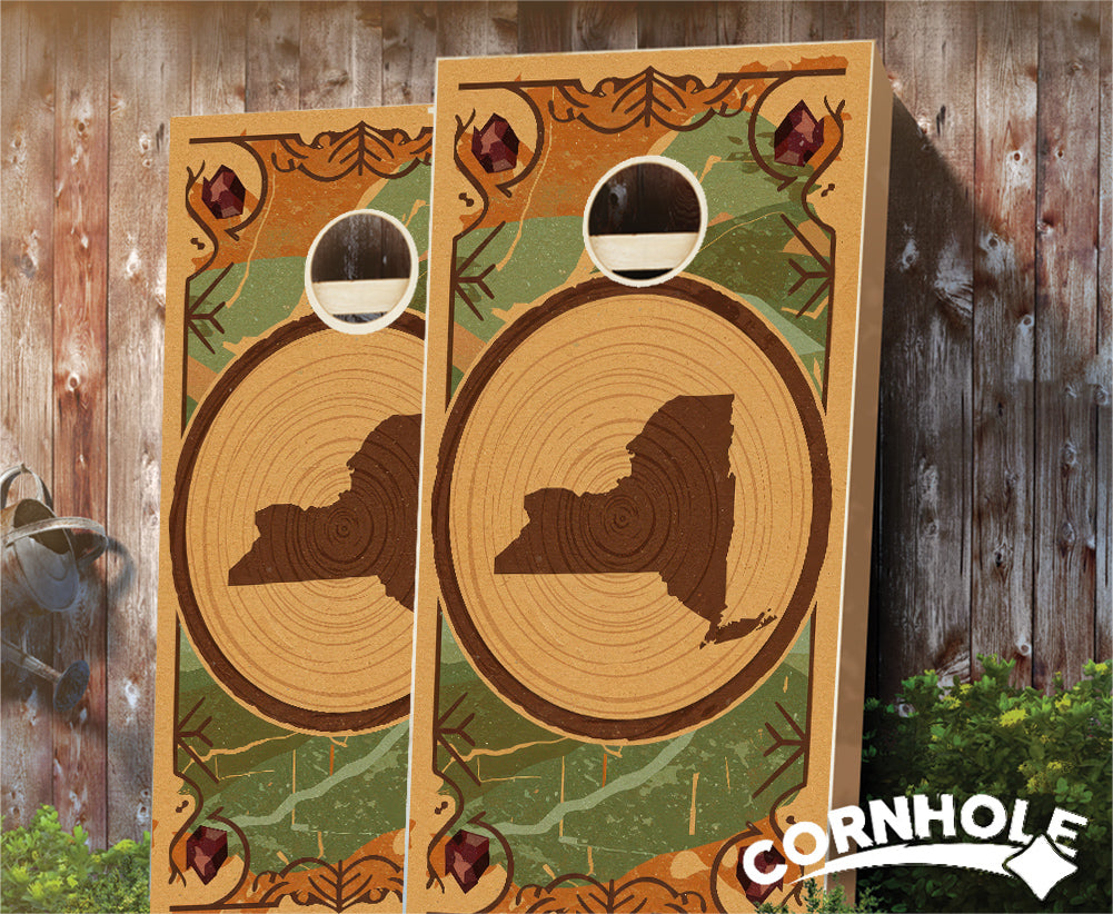 "New York - State Wood Homage " Cornhole Boards