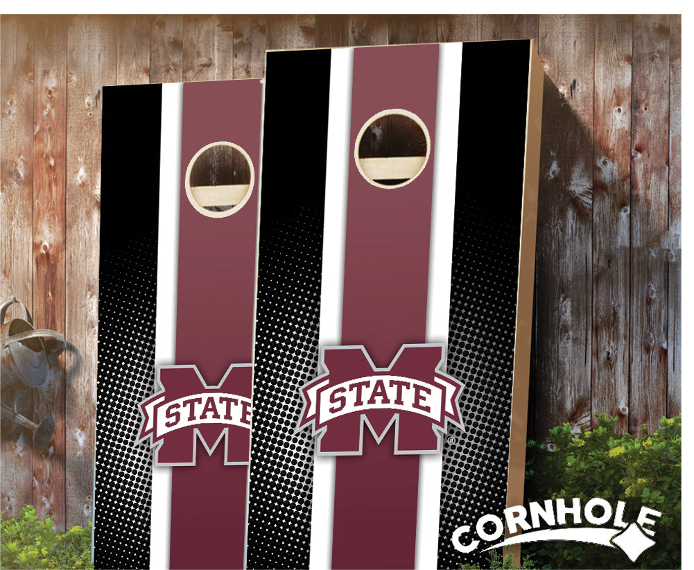"Mississippi State Striped" Cornhole Boards