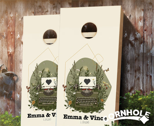 "Botanical Typewriter" Cornhole Boards