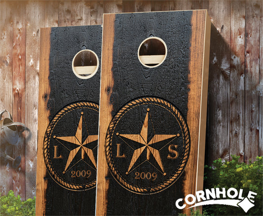 "Charred Hickory Teas Star Circle" Cornhole Boards