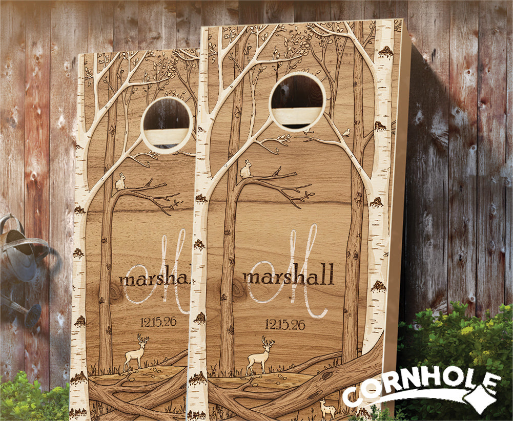 "Cute Woodland Illustration Aspen" Cornhole Boards