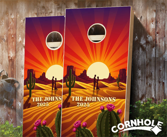 "Desert Graphical Cactus Bloom" Cornhole Boards