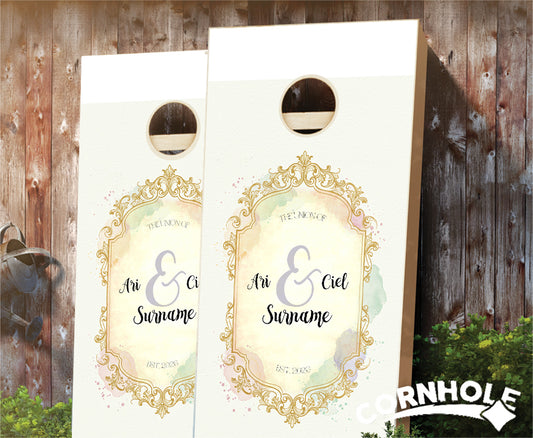 "Gold Watercolor" Cornhole Boards