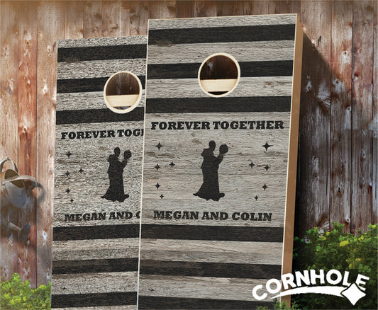 "Gray & Black Planks" Cornhole Boards