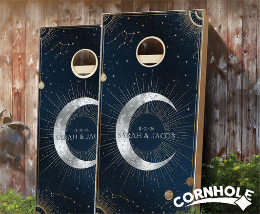 "Moon & Stars - Astrology Couple" Cornhole Boards
