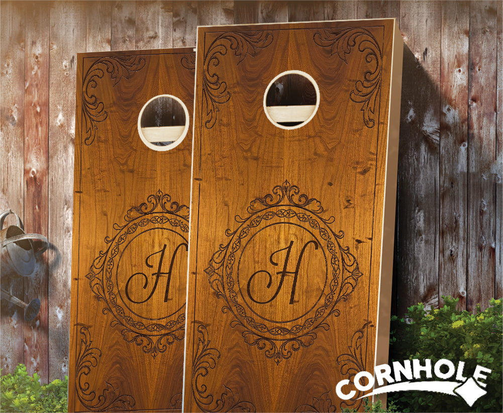 "Rich Varnished Monogram" Cornhole Boards