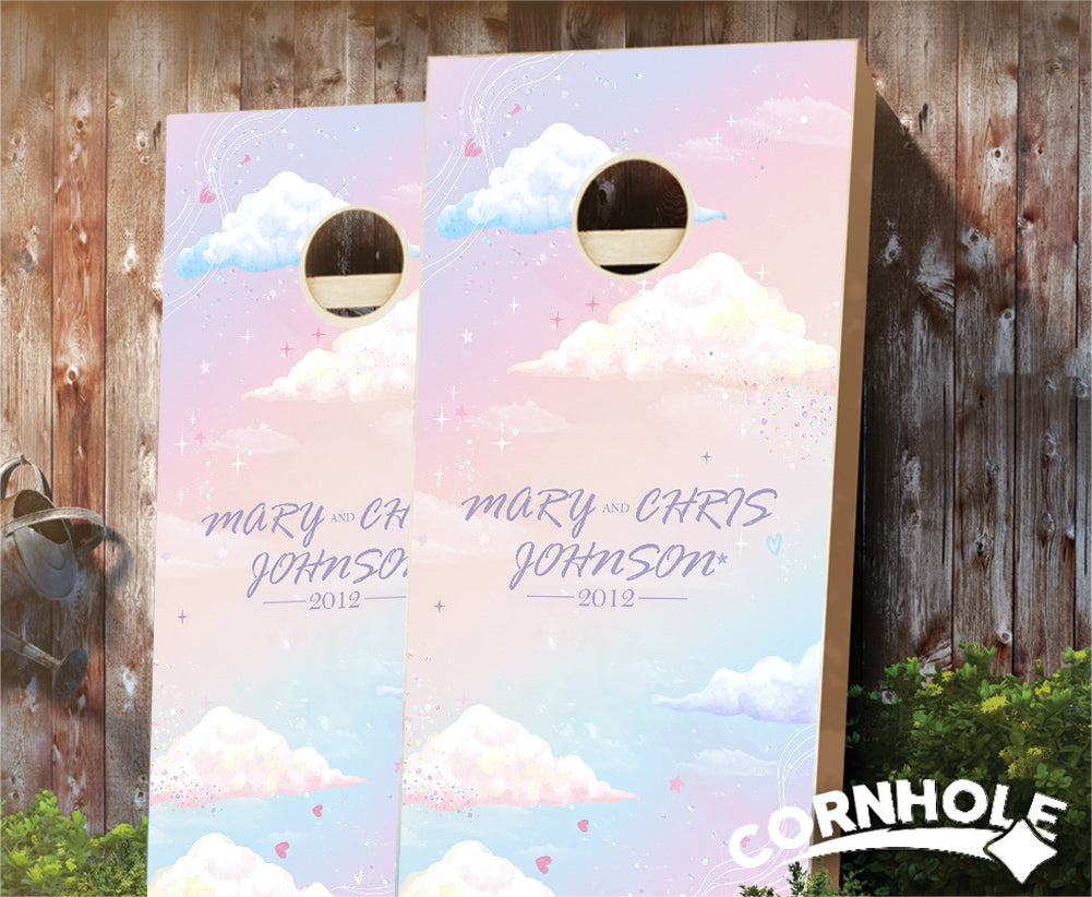 "Soft Pastel Clouds" Cornhole Boards